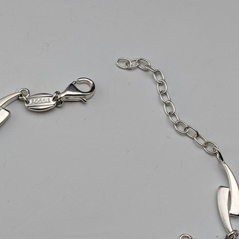 Vintage Sterling Silver Fancy Link Chain Necklace, 42cm, 23g, FOSSIL
